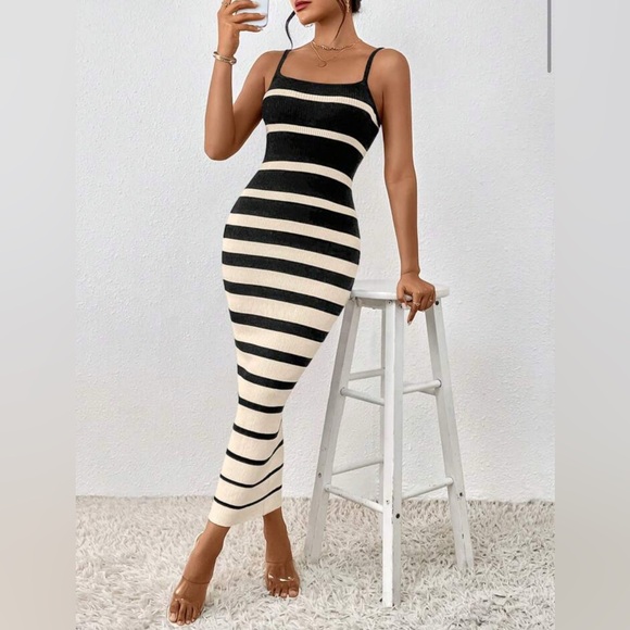 NWT Black and White Striped Dress - Picture 6 of 6